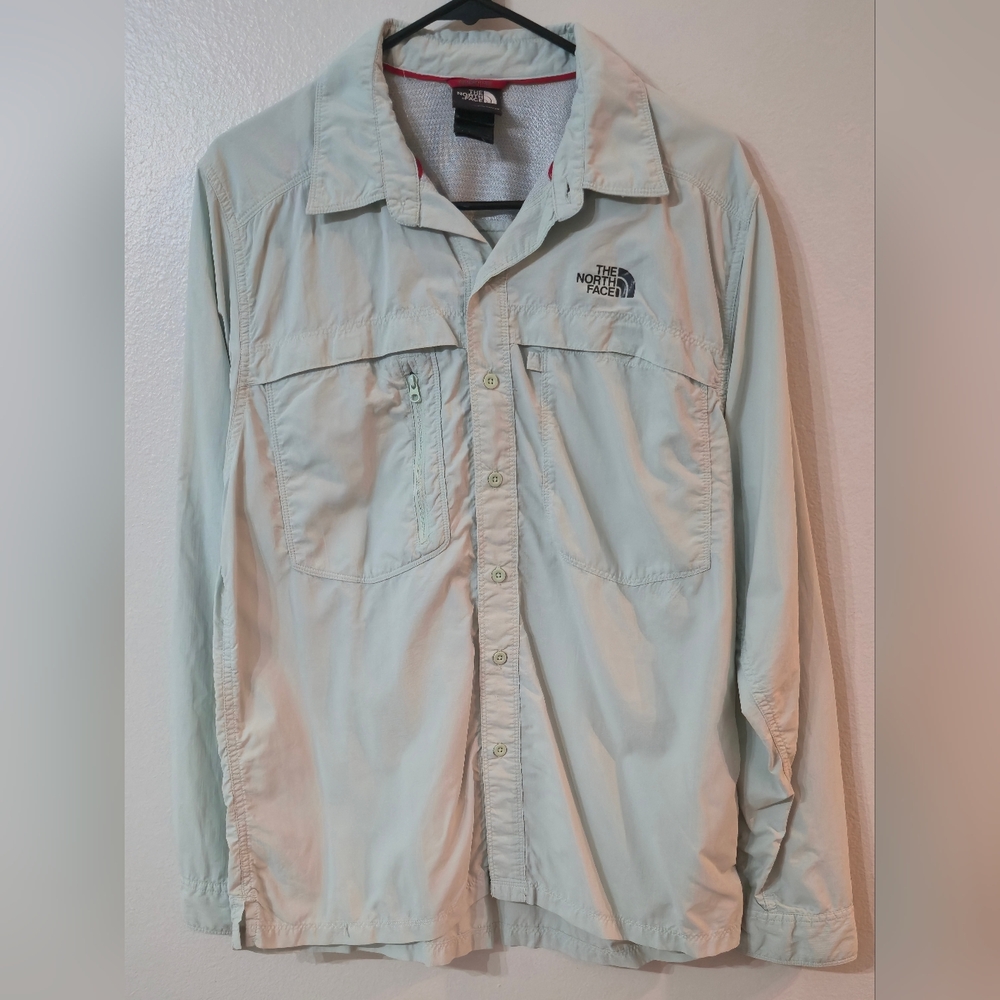 The North Face Gray Shirt with Red Accents